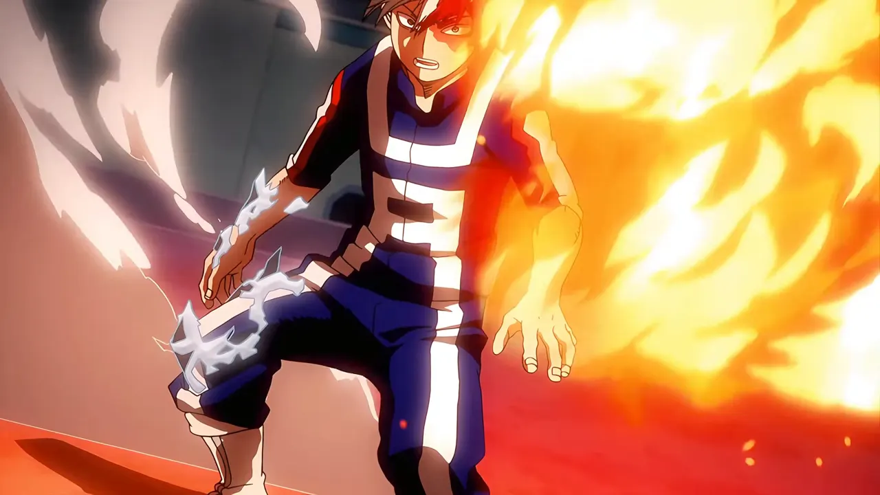 Deku vs Todoroki at 00:29 — Todoroki