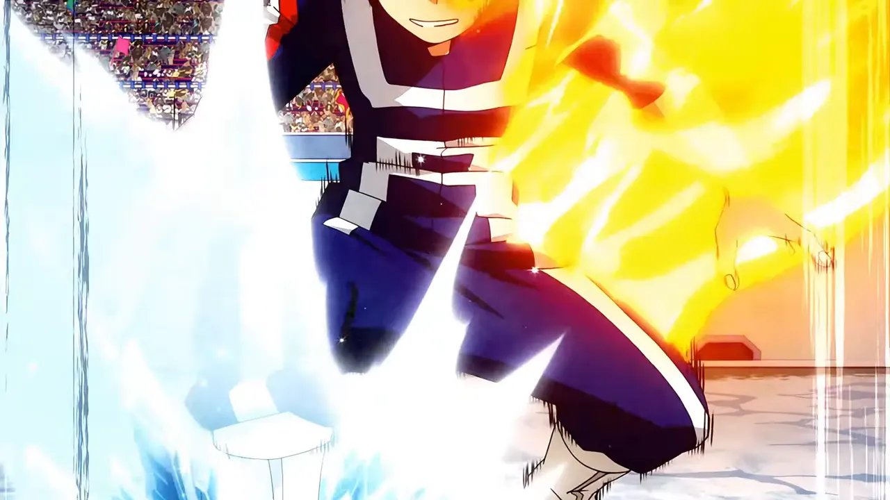 Deku vs Todoroki at 00:52 — Todoroki