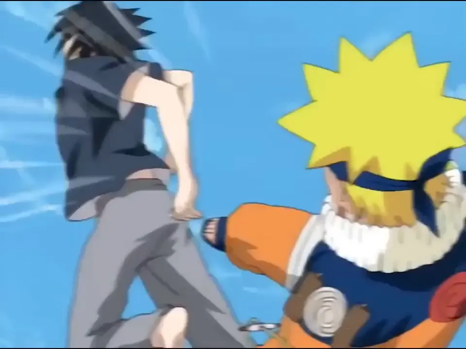 Naruto vs Sasuke on the hospital rooftop fight at 00:43 — sasuke