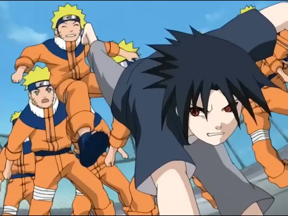 Naruto vs Sasuke on the hospital rooftop fight at 01:00 — naruto