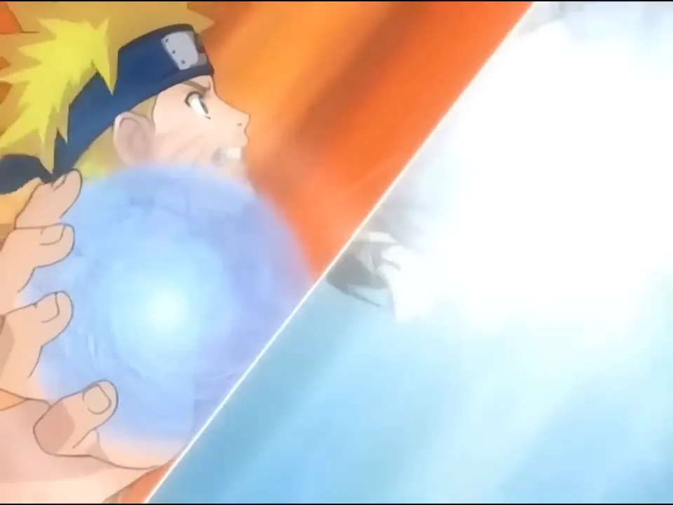 Naruto vs Sasuke on the hospital rooftop fight at 01:36 — sasuke