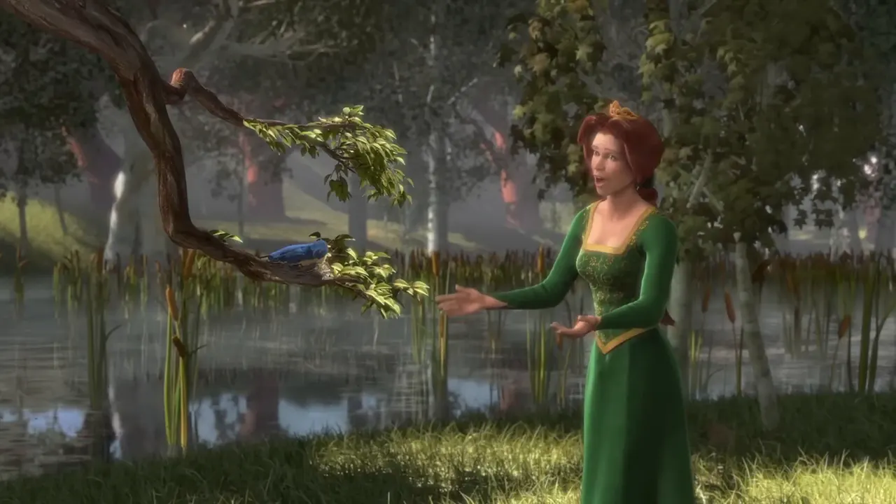 Shrek 1 -  Fiona sings to bird at 00:12 — Fiona