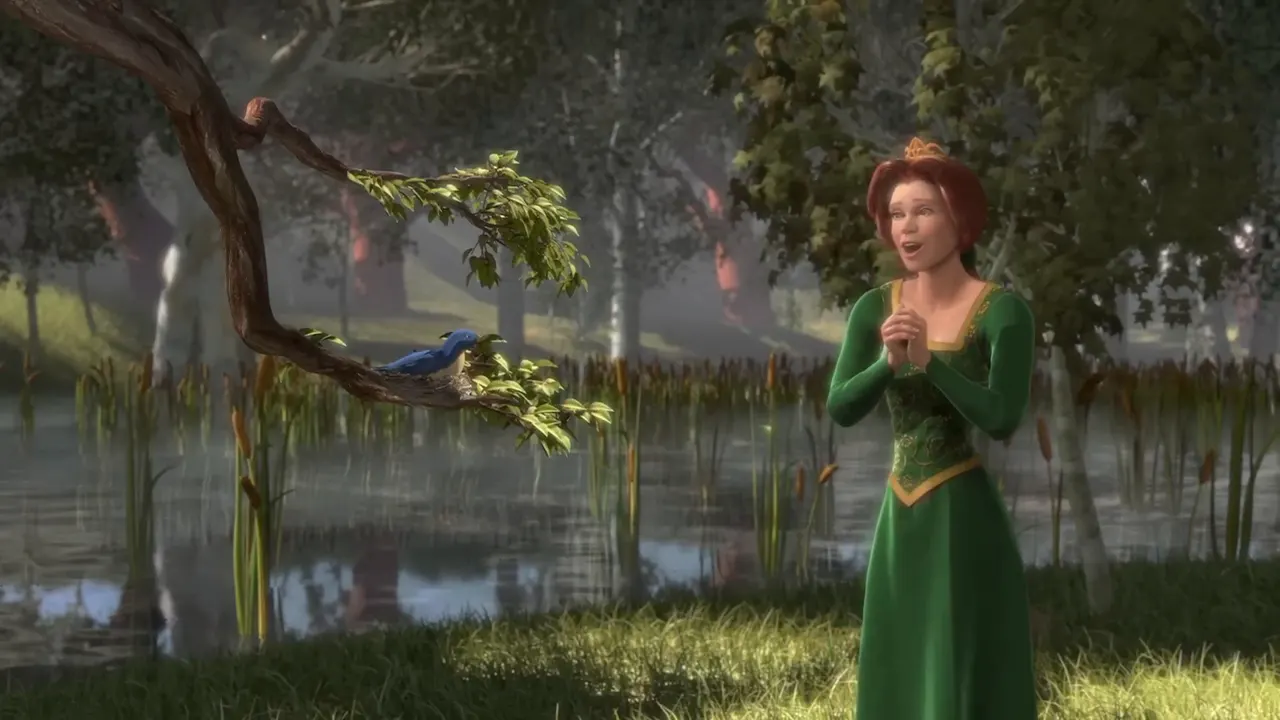 Shrek 1 -  Fiona sings to bird at 00:14 — Fiona